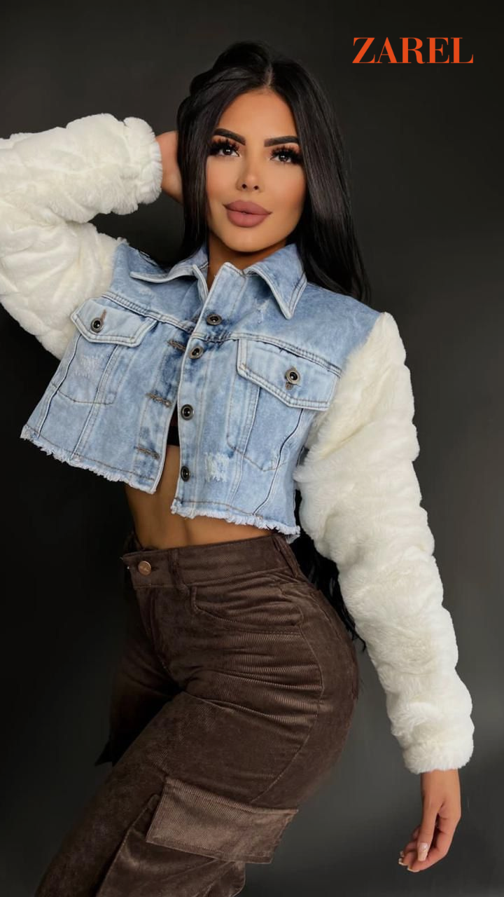 Chaqueta Corta jeans Combinada