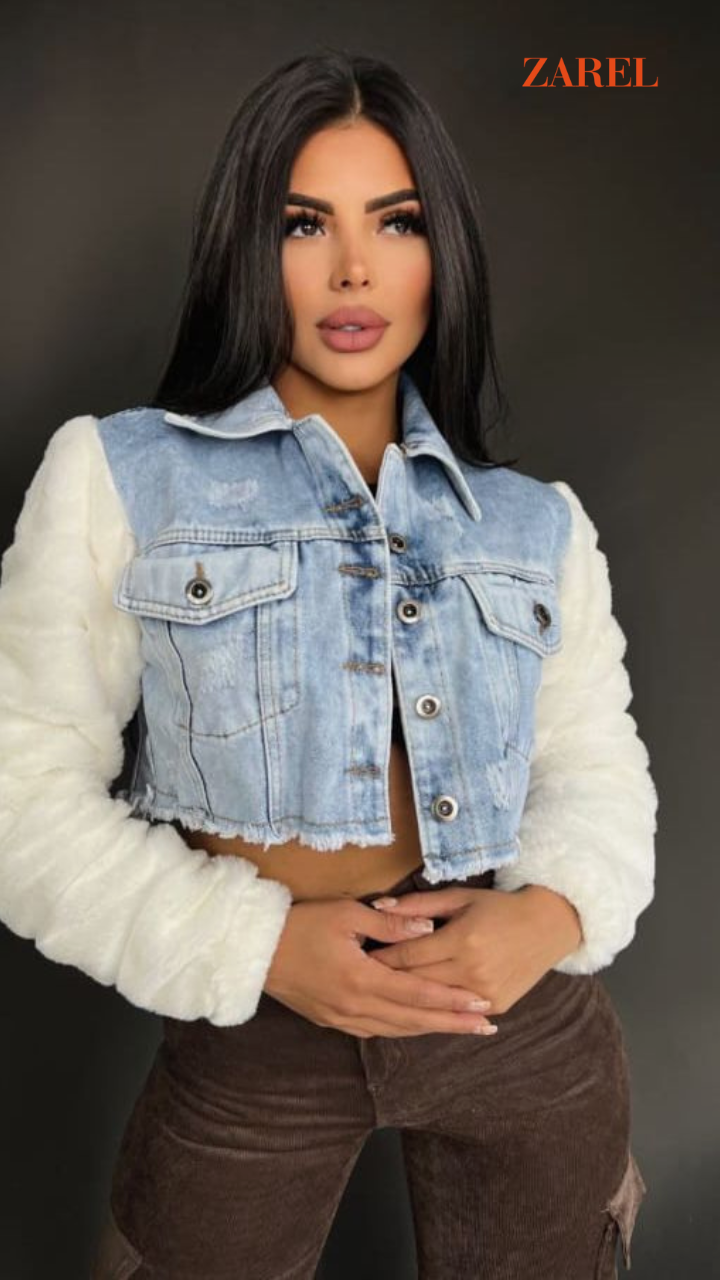 Chaqueta Corta jeans Combinada
