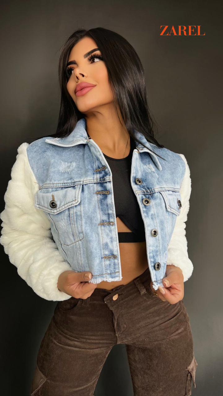 Chaqueta Corta jeans Combinada