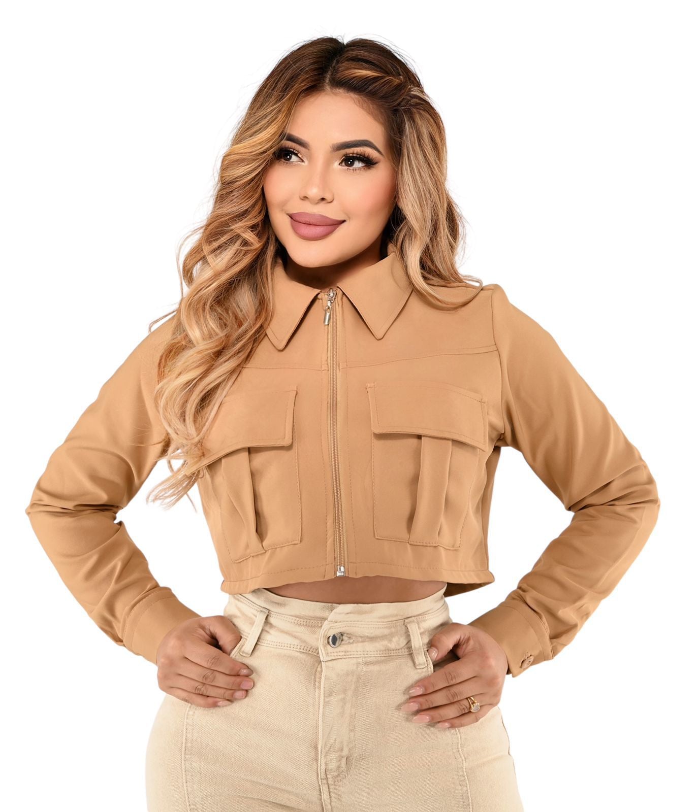 Chaqueta tipo crop para dama